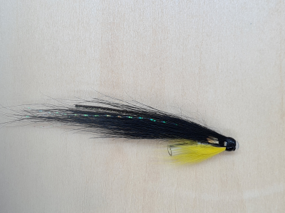 3 V Fly 3/4 Inch Long Wing Black & Silver Monkey Brass Salmon Tube Flies & Hooks
